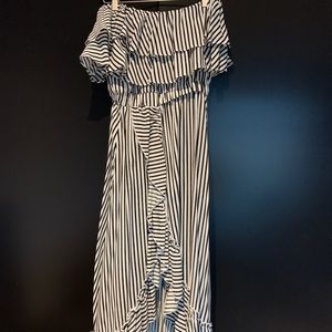 Off the shoulder maxi dress with front high slit